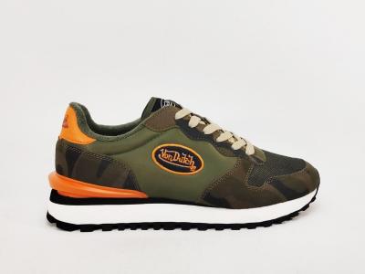 Basket homme tendance destockage VON DUTCH roca camo confort kaki orange