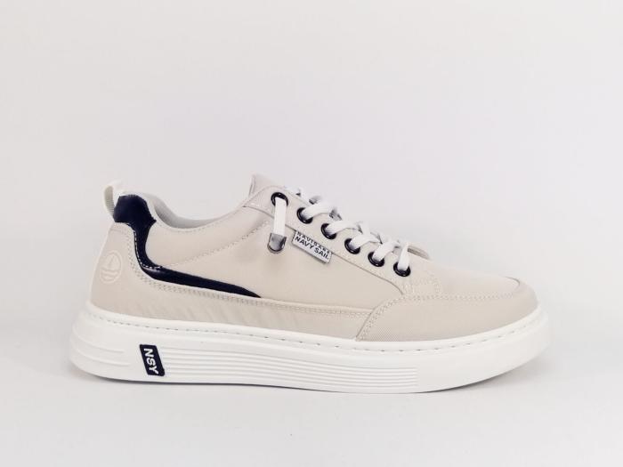 Basket homme toile beige tendance confort à élastique destockage NAVY SAIL nsm216192