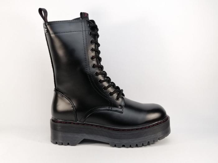 Botte noire style rangers à lacets semelle épaisse destockage XTi 43434 femme