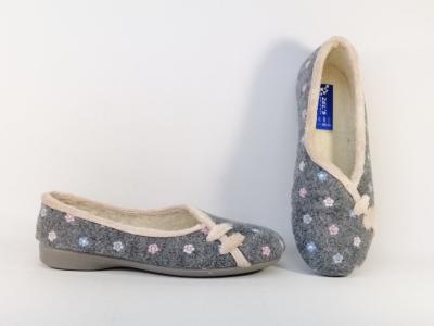 Chausson ballerine feutre gris ZEL'S 2481 femme Fabrication Espagne