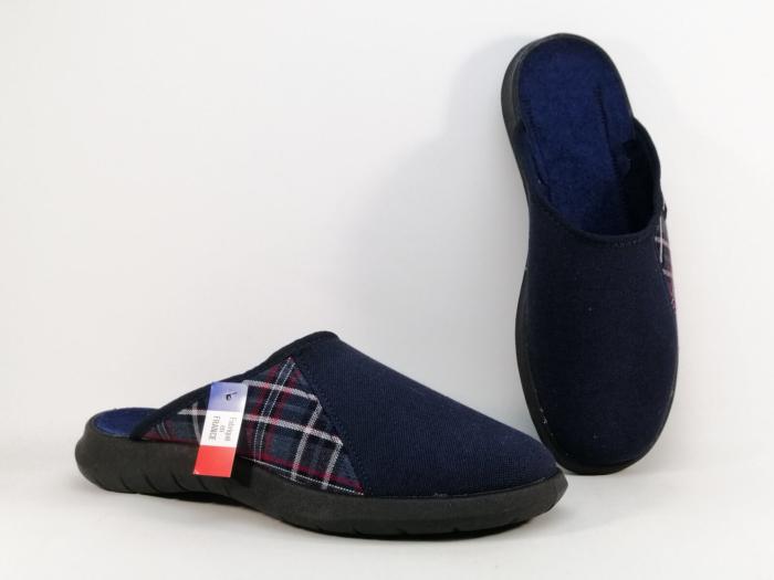 Chausson homme de qualité marine confort en destockage FARGEOT eclair fabrication France