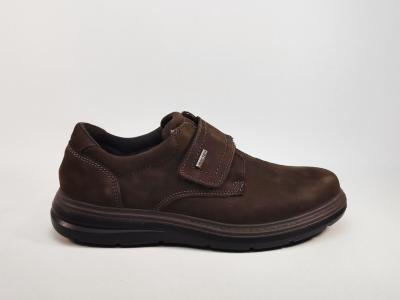 Chaussures homme pieds larges à scratch cuir marron grand confort destockage IMAC 851319 extra wide