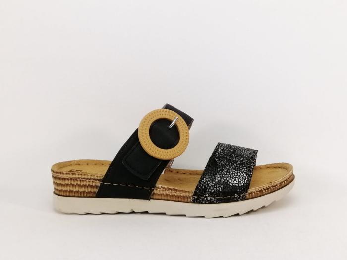Mule noire femme chic confortable semelle cuir à pas cher MORAN'S agate