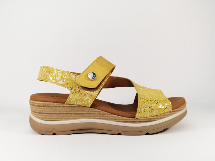 Sandale compensée Femme tout cuir jaune PAULA URBAN 2-8096