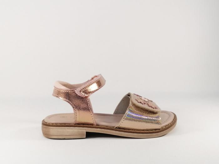 Sandale en cuir rose destockage ASTER Tanora pour fille