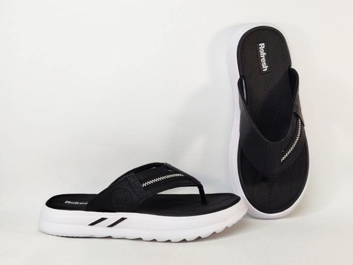 Tong homme confortable semelle épaisse destockage REFRESH 172762 noir blanc