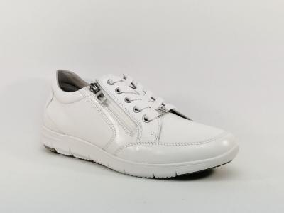 Tennis confort cuir souple blanc CAPRICE 23754 largeur G femme