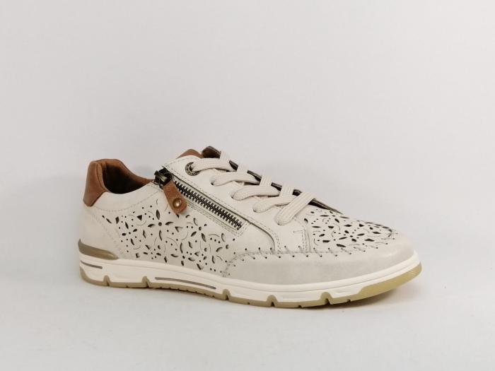 Basket femme chic confortable beige ROMIKA 95R0152001 souple fermeture éclair et lacets