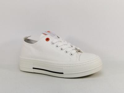 Basket femme toile blanche confortable tendance destockage REFRESH 172817  pas cher