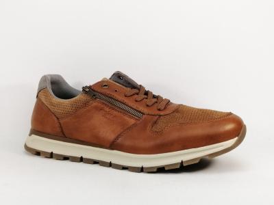 Basket homme grande taille pied large cuir camel confortable RIEKER B0505