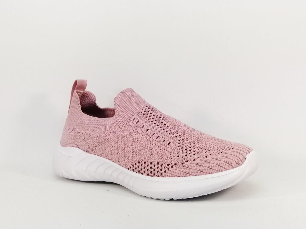 baskets femme à enfiler sans lacets mocassin sneakers légère sport été noir  rose