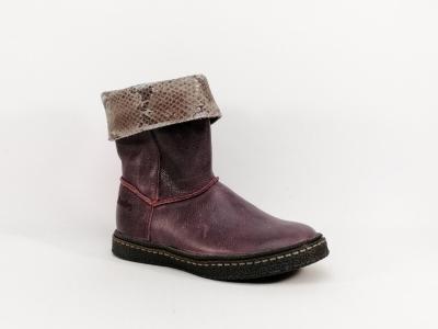 Botte fille tout cuir bordeaux destockage RAMDAM cracovie à pas cher