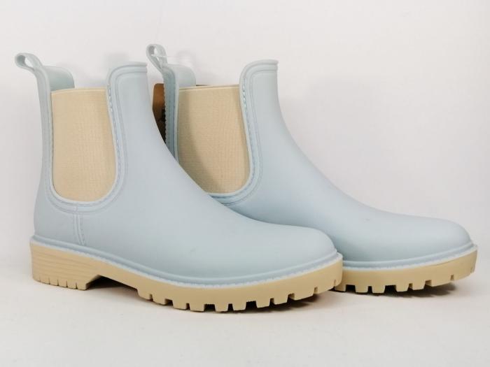 Bottines de pluie femme originales bleu ciel destockage MORAN'S xadette à pas cher