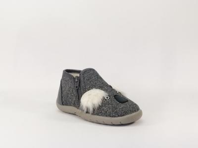 Chausson gris Koalazip en destockage LITTLE MARY pour enfant