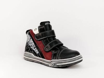 Basket montante à scratch simili cuir noir STAR pour garçons