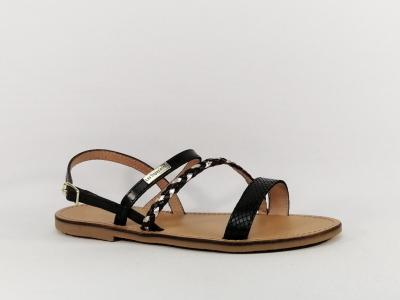 Sandale femme destockage TROPEZIENNES batresse  pas cher chic en cuir noir or