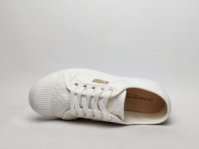 Basket blanche femme toile broderie chic destockage TROPEZIENNES clorinda à pas cher
