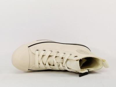 Basket montante femme toile beige destockage REFRESH 172200 confortable et tendance