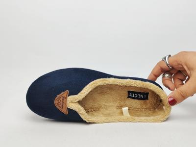 Chausson ballerine femme à pas cher tendance velours marine NOCTIS bodega