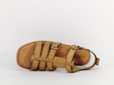 Sandale femme gladiateur spartiate cuir camel chic confortable destockage CARMELA 161398 à pas cher