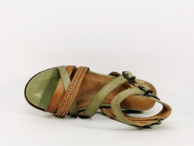 Sandale TAMARIS 28208 en cuir vert semelle compensée confort femme 