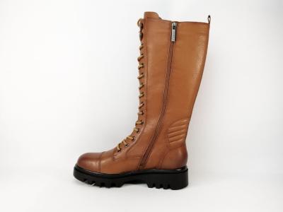 Bottes à lacets femme cuir souple camel destockage CARMELA 68137