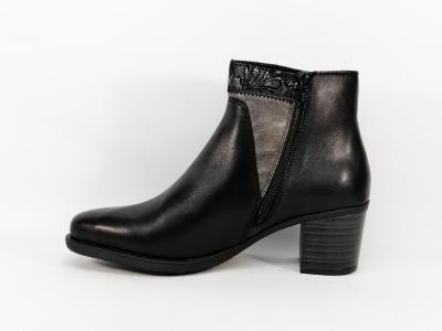 Bottine chic RIEKER Y2063 cuir noir à talon confortable pour femme