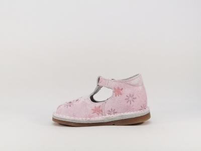 Chaussure fille tout cuir à fleurs destockage PAMPABLUE Pelablue