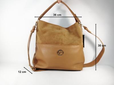 Grand sac bandoulière femme cabas camel en destockage CARMELA 186144 pas cher