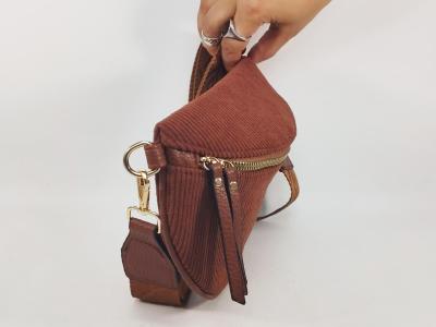 Sac banane femme pas cher velours marron chocolat tendance MARO S12-16