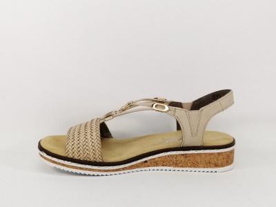 Sandale beige RIEKER V3662 très confortable pour femme