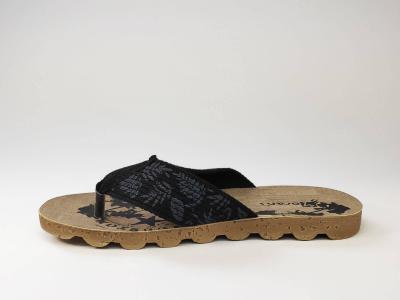 Tong MORAN’S Mareto noir confort en toile mixte en destockage à pas cher