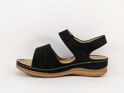 Sandale noire à velcro semelle confort grande pointure femme CINK ME DM172