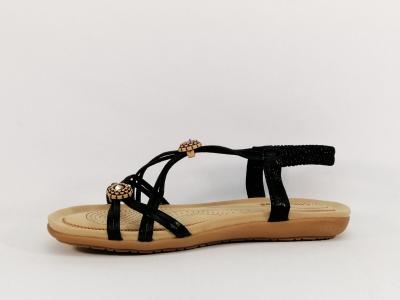 Sandale noire plate tendance à pas cher pour femme CHIC SHOES DF16