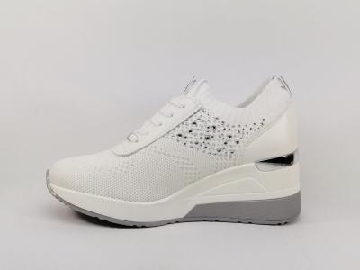 Sneakers compensée toile blanche destockage XTi 42593 femme