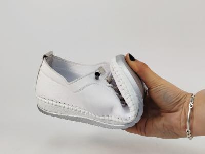 Basket sans lacet femme cuir blanc souple chic et confortable MORAN'S kasli légère