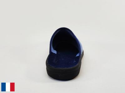 Chausson homme été mule bleu coton pieds sensibles made in France BOSSI ulysse à pas cher