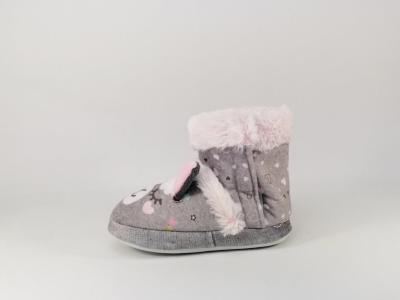 Chaussons mignons pour fille, bottillons LAMA gris/rose à velcro