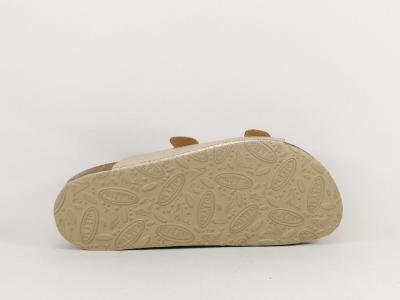 Mule femme cuir or chic grand confort PLAKTON beta platino - Fabrication Espagne