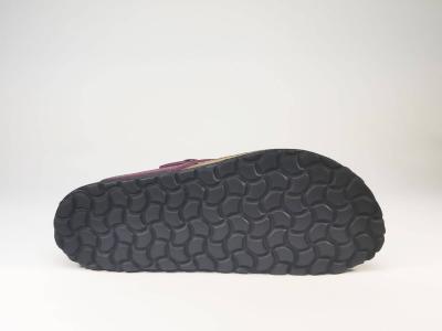 Tong en cuir prune semelle bio ARTPELLE 1636 pour femme