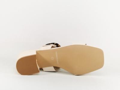 Sandale grande taille femme beige à talon pas cher destockage ANDRES MACHADO AM5689