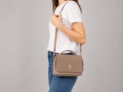 Sac à main femme chic cuir taupe souple tendance à pas cher en destockage CARMELA 186143
