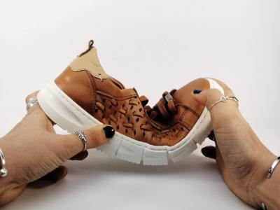 Basket femme cuir souple camel en destockage CARMELA 68568