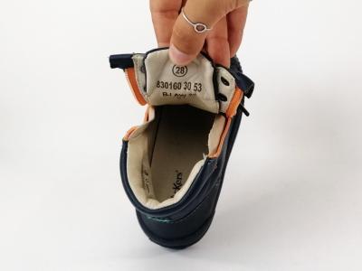 Chaussure montante KICKERS pirlzip cuir marine destockage double zip, lacets