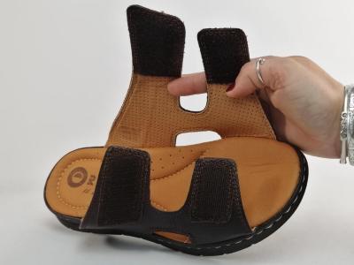 Mule homme pied large cuir souple marron confortable ORLAND 24001