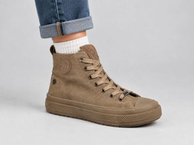 Basket montante femme pas cher tendance et confortable destockage REFRESH 173074 taupe