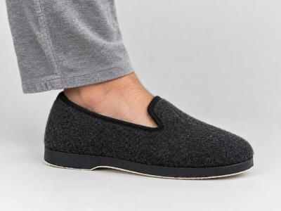 Chausson charentaise fourré en pure laine noir SOCA 0590 pour homme et femme