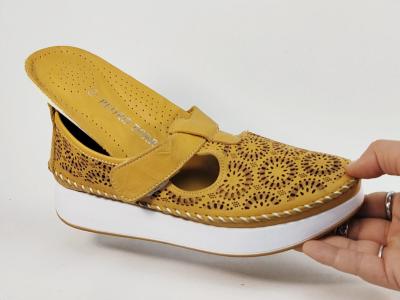 Chaussure femme cuir très souple jaune moutarde babies confortable PEDRO TORRES 103BON1