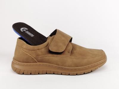 Chaussure homme à scratch pas cher confortable pour pieds larges SWEET'R jacek camel
