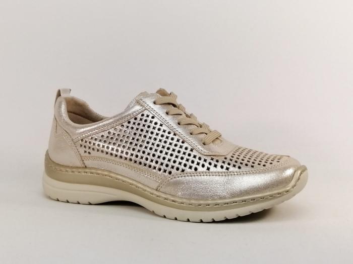Baskets pieds larges femme confort largeur H cuir or caprice 23715 Climotion